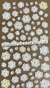 *White  FLOWER 5D K030 Sticker