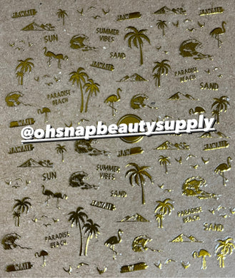 GOLD Flamingo 🦩 Hawaii Tropical DP3226 Sticker