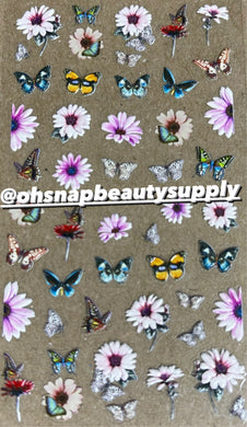 ** PINK FLOWER Butterfly 5D K001 Sticker