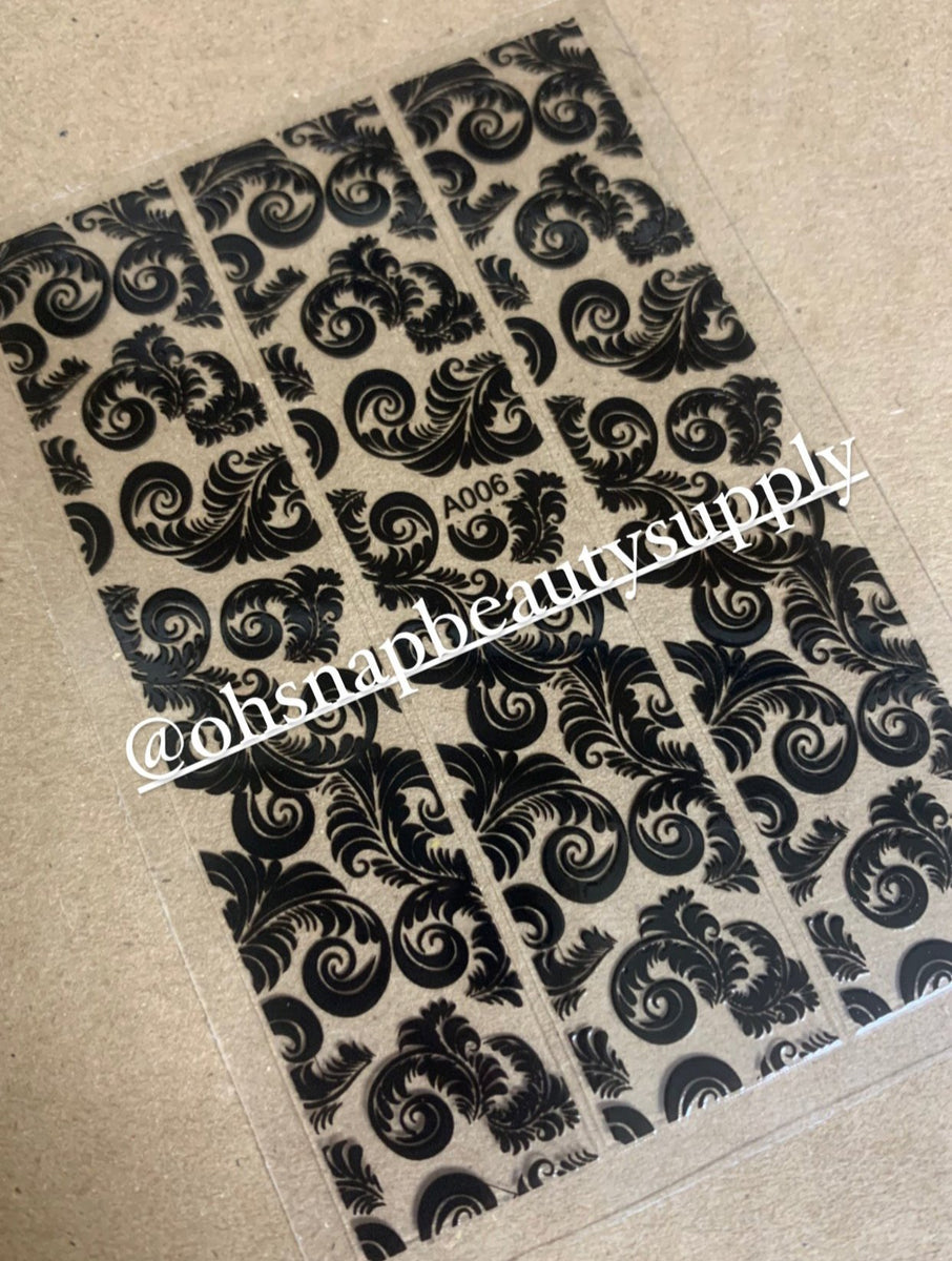 Black Scroll Pattern A006 Sticker β Oh Snap! Beauty Supply