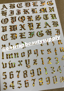 Holographic Gold Old English 359 Sticker