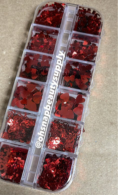 * Holographic Red Heart (Mix & HOLLOW)- set of 12