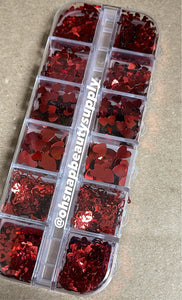 * Holographic Red Heart (Mix & HOLLOW)- set of 12