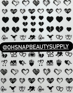 -Black HEART LOVE WG834 Sticker
