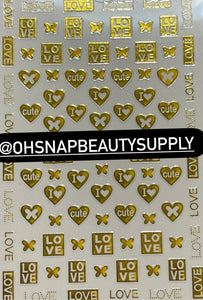 - GOLD LOVE Heart Cute 020 Sticker