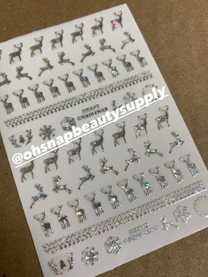 Merry Christmas Silver Deer 57 Sticker