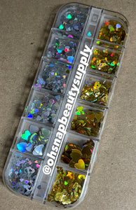 * Holographic Silver/Gold Heart (Mix)- set of 12