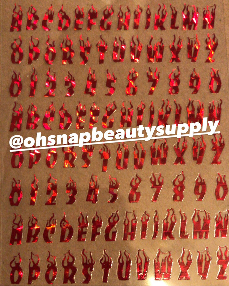 ***Holographic RED Number (FIRE) 581 Sticker – Oh Snap! Beauty Supply