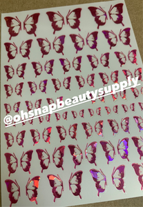 Holographic PINK Butterfly 01-04 Sticker
