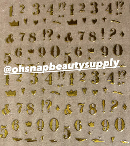 Miniature Number Sticker in Metallic Gold Color