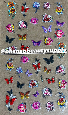 ** PINK FLOWER Butterfly 5D K002 Sticker