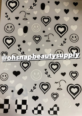 *** White Black Heart 21-60 Sticker