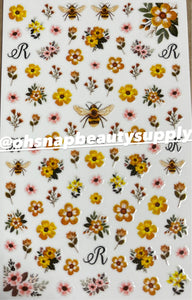 Yellow Flower & Bee F693 Sticker
