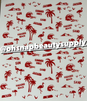 RED Flamingo 🦩 Hawaii Tropical DP3226 Sticker