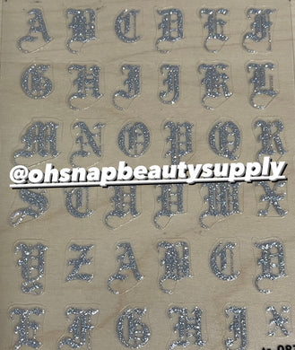 5D Silver Old English Letter TA083 Sticker