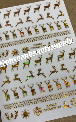 Merry Christmas Gold Deer 57 Sticker