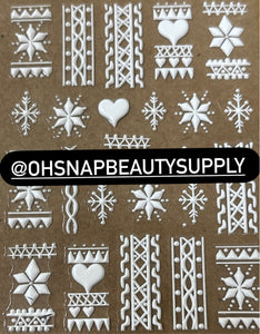 *White Christmas Scroll Pattern 5D02 Sticker