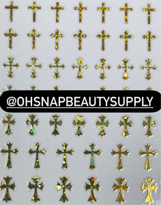 *Holographic Gold Cross 2205 Sticker