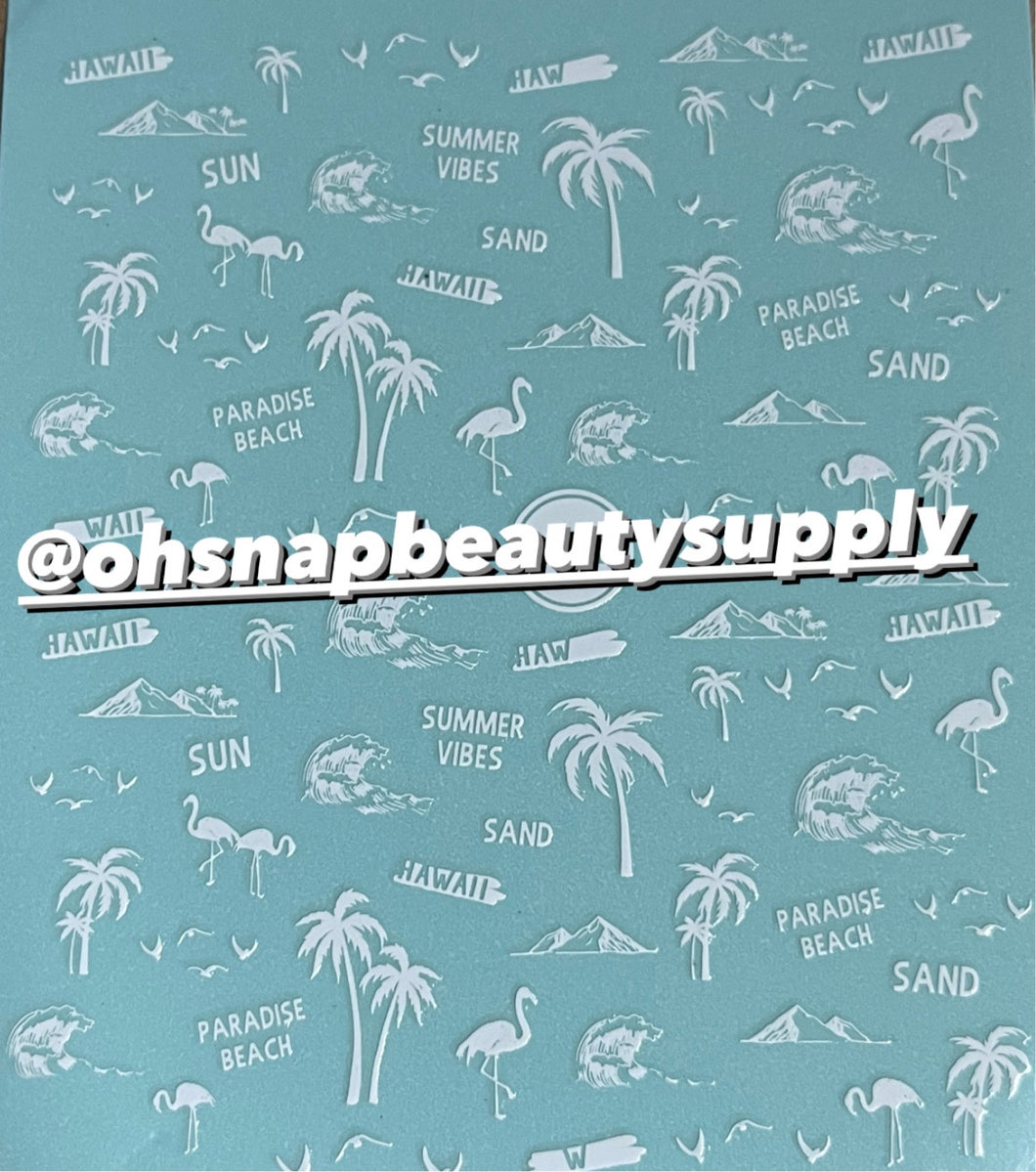 WHITE Flamingo 🦩 Hawaii Tropical DP3226 Sticker