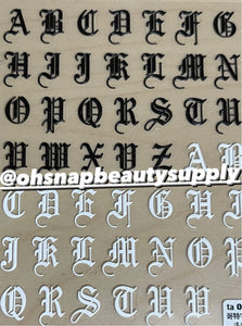 5D BLACK/WHITE Old English Letter TA076 Sticker